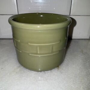 Longaberger Crock Woven Traditions Pottery Sage Green  3.5 Inches Tall USA GW992